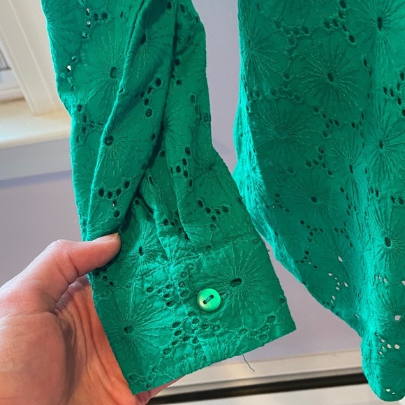 Nicole Miller Green Eyelet Blouse - Picture 3 of 8